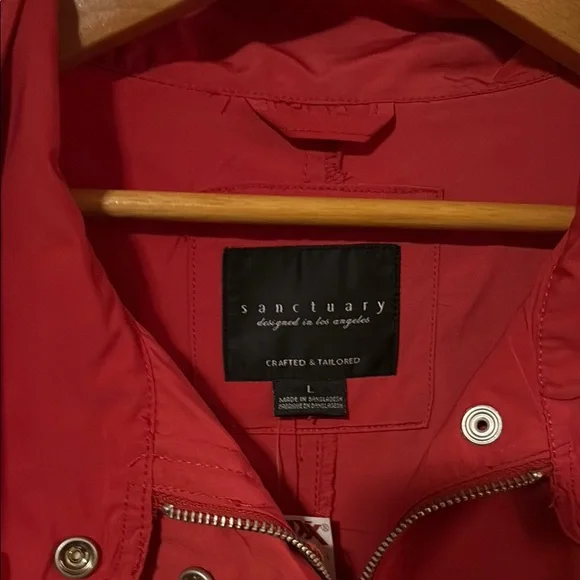 NWT Red Utility Jacket with Relaxed Fit and Collared Neckline - Picture 2 of 4